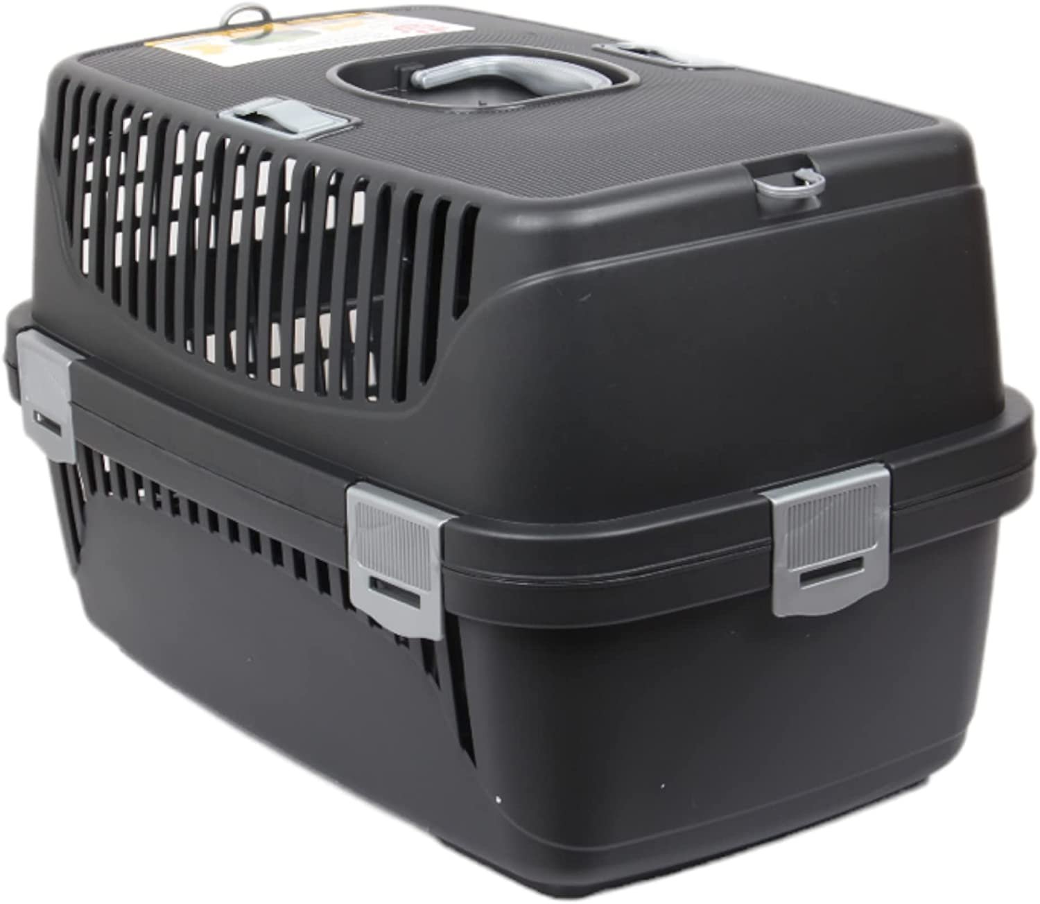 Large Pet Travel Box. Pet Dog Cat Carrier. Hard-Sided Pet Transport Cage. (Black)