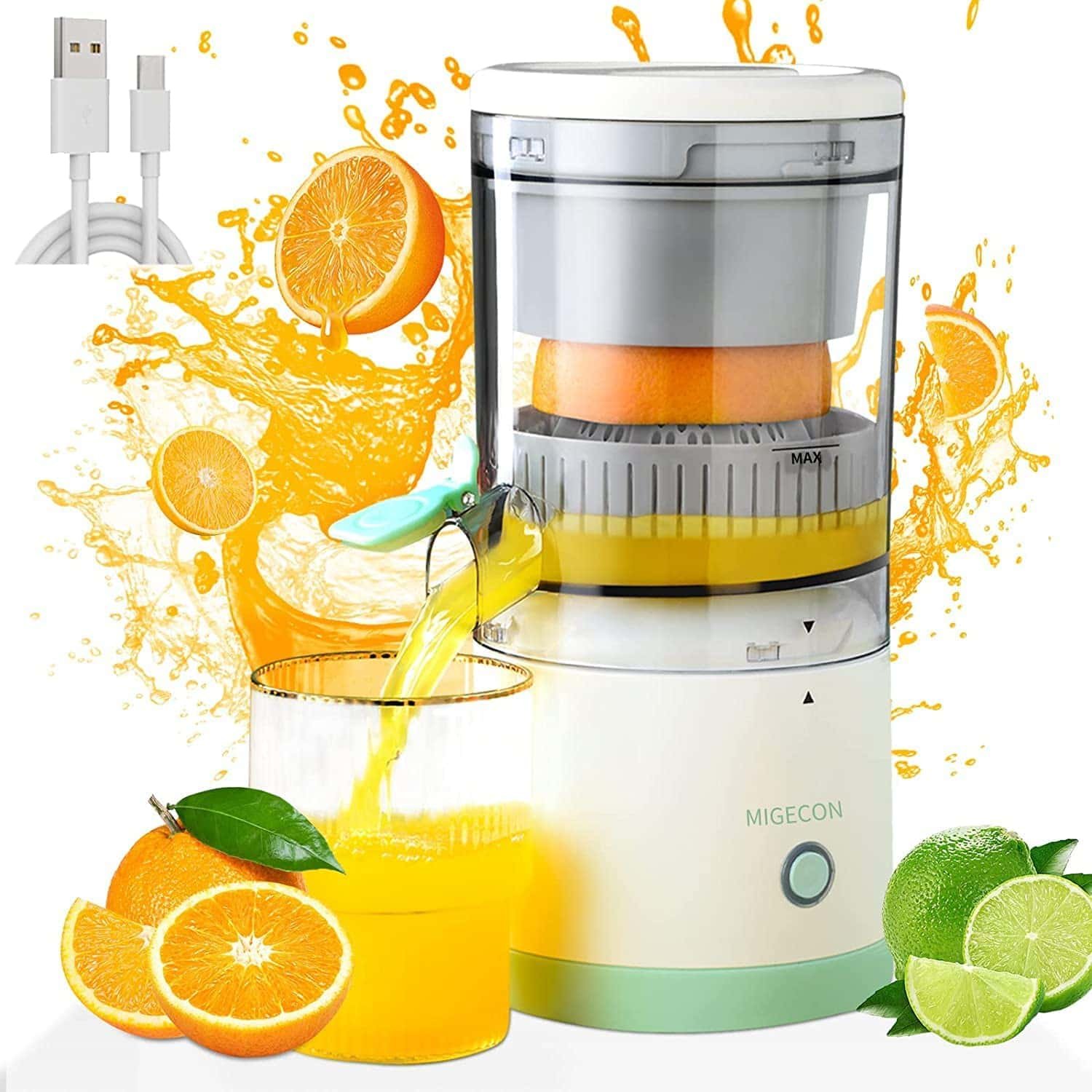 Citrus Juicer, Electric Orange Squeezer with Powerful Motor and USB Charging Cable