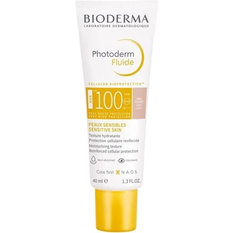 Bioderma Photoderm Max Fluide Face Sunscreen SPF 100 Very Light Tint, The maximum sensory protection Extreme conditions Sensitive skin - 40ml