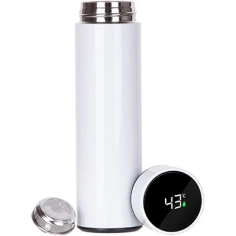 Best Imported Hot and Cold LED Temperature Display Water Bottle Double Wall Smart Thermal Vacuum Flask stainless Steel Insulated Thermos for Coffee, Tea and Cold Drinks-500ML (White)