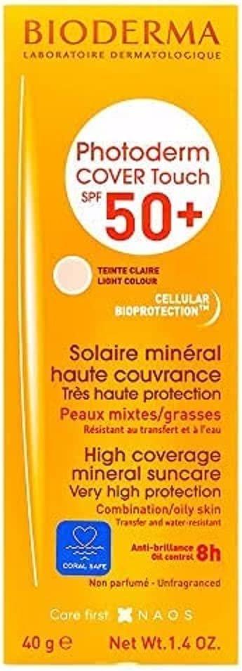 Bioderma Photoderm COVER Touch SPF 50+ High coverage mineral sunscreen, Light tint 40g