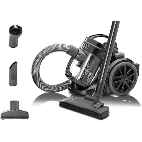 BLACK+DECKER 1480W 1.8L Corded Vacuum Cleaner 18KPa Suction Power Multi-Cyclonic Bagless Vacuum with 6 Stage Filtration, 1.5M 360-degree Swivel Hose And Washable Filter VM1480-B5 2 Years Warranty