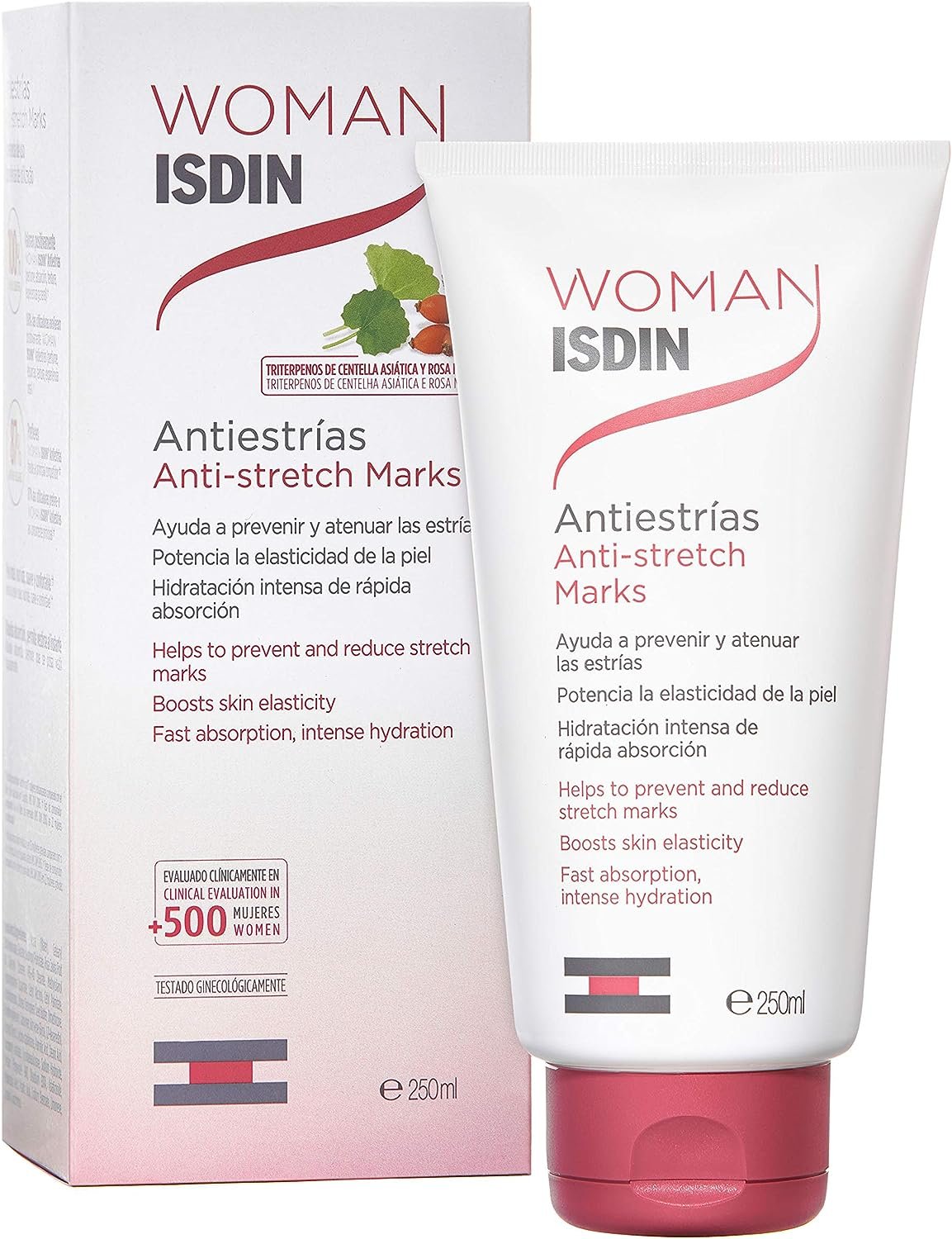 ISDIN WOMAN Anti-stretch marks cream (250ml) | Recommended to help prevent and diminish stretch marks