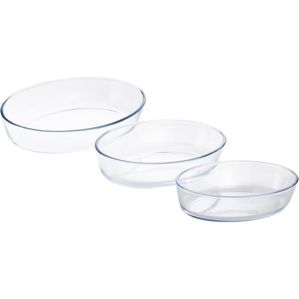 Oval Glass Baking Tray  1.6+2.4+3 Liter  3Pcs